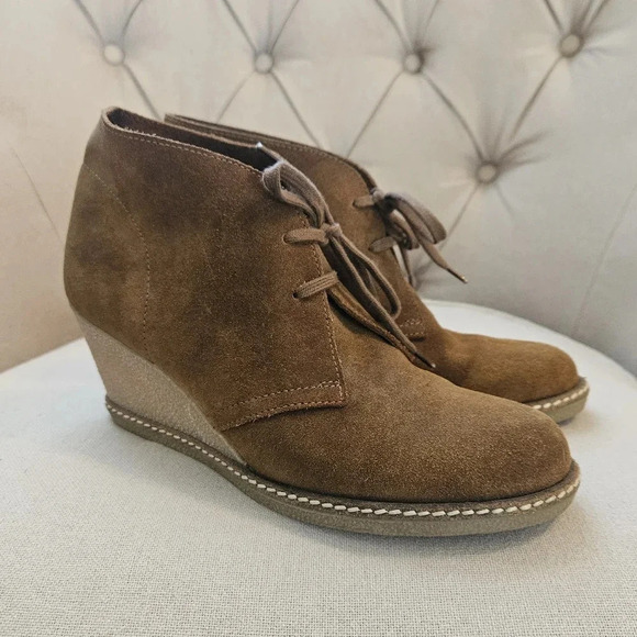 J. Crew MacAlister Brown Suede Leather Wedge Booties 9 - Picture 1 of 11